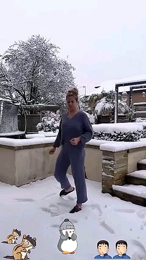 Gemma Atkinson out checking the snow this morning'