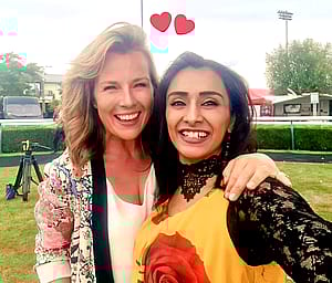 Roo Irvine and Christina Trevanion'